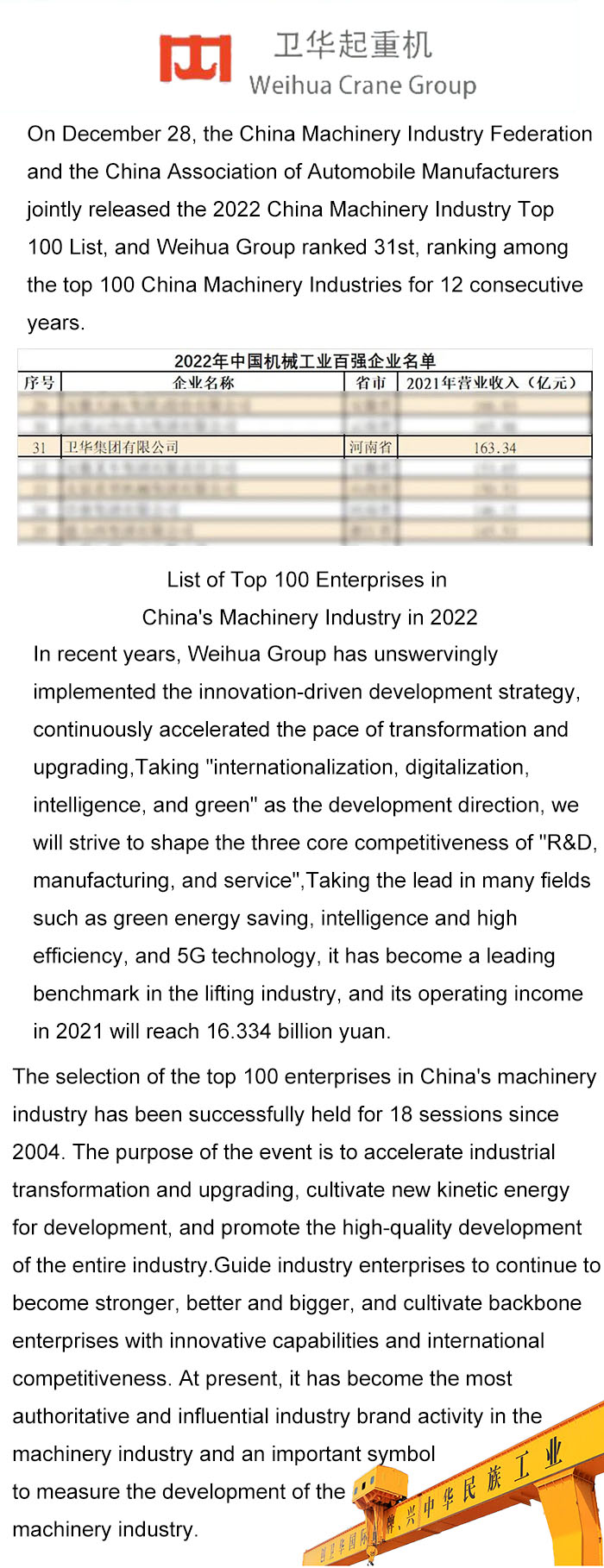 weihua crane group